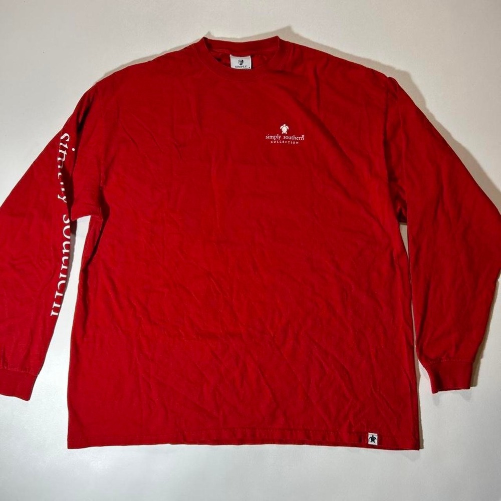 Simply Southern Hey Deer Christmas Long Sleeve Tee Womens Size XXL Red